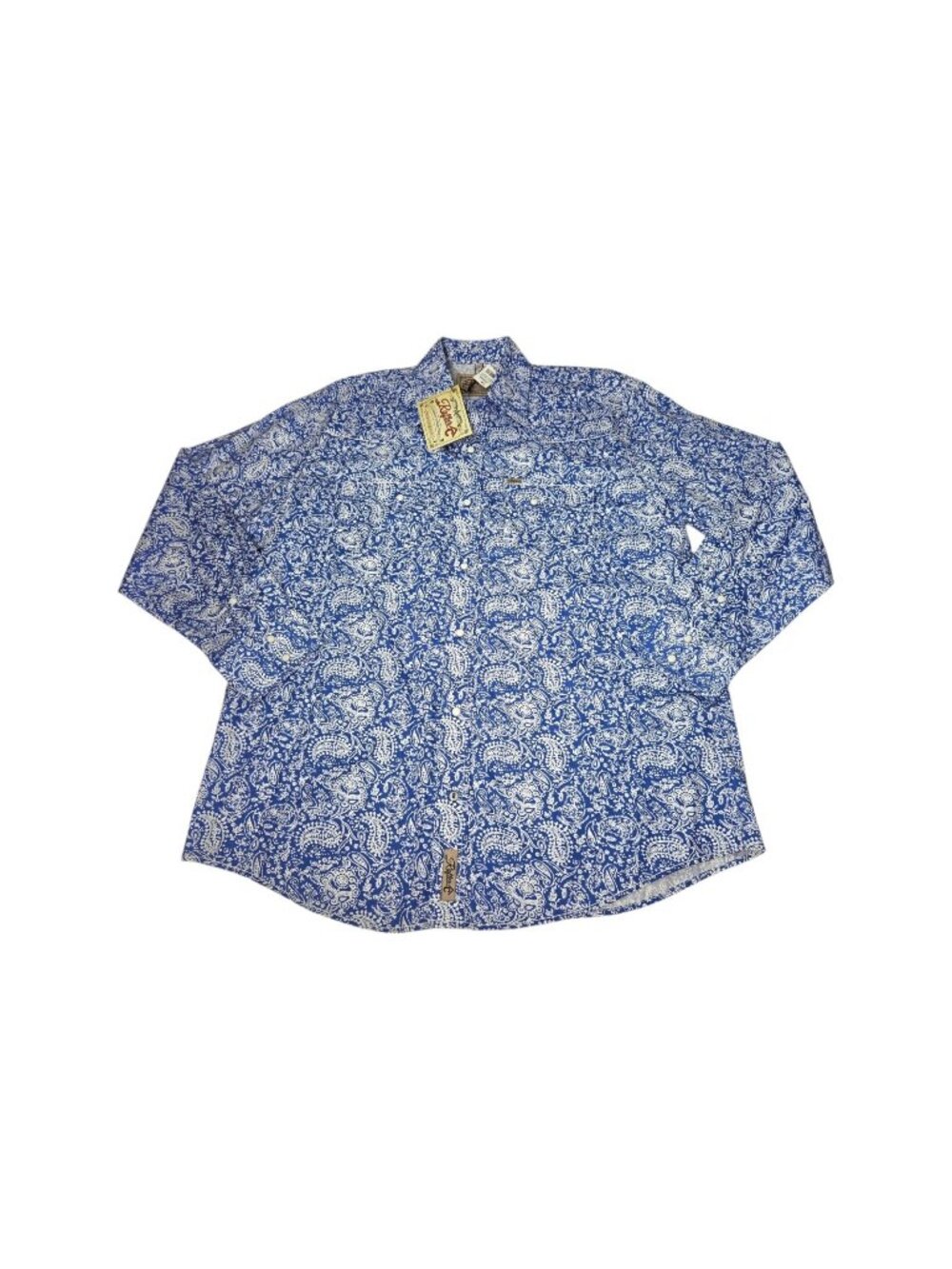 NWT Rafter C Paisley Pearl Snap Shirt Western Men's XL Long Sleeve Blue Cowboy